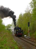 Am 11.05.13 gab es eine Sonderfahrt von Schwarzenberg nach Walthersdorf. Die Loks waren 50 3616 und 107 018. Hier in Walthersdorf.