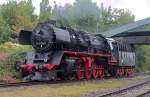 Auf der berfhrung von Berlin zu den Meininger Dampfloktagen am kommenden Wochenende, bernachtet 50 3708-0 gemeinsam mit 95 027 im Eisenbahnmuseum in Leipzig-Plagwitz, 02.09.2013.