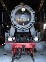 Die Dampflokomotive 52 4924-8 Anfang April 2018 im Sächsischen Eisenbahnmuseum Chemnitz-Hilbersdorf.