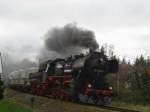 Am 07.04.07 ,unterwegs  mit der 52 8029-2 von Deutschenbora nach Nossen mit einen beladenen Zementzug.      