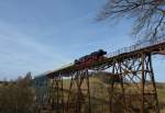 Am Samstag, den 23.02.2008 befuhr die Nossener 52 8079 mit einem Sonderzug aus Dresden anlsslich einer Erzgebirgsrundfahrt bei herrlichem Sonnenschein das prchtige Markersbacher Viadukt.