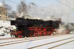 52 8047 aus Nossen hier im Bahnhof Stollberg/Erz. am 19.12.09 bei Temperaturen von unter -15C.