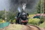 Grosse Lokparade zum 20. Heizhausfest vom 20.08.-22.08.2010 in Chemnitz-Hilbersdorf.Hier zeigt sich 52 8080 der Ostschsischen Eisenbahnfreunde dem Publikum.21.08.10.