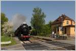 52 8195 mit einem Sonderzug aus Nrnbeg am 22.5.2010 anlsslich 175 Jahre Deutsche Bahn auf dem Weg zum Schnellzug-Dampflok-Treffen in Neuenmarkt-Wirsberg bei der Durchfahrt in Ludwigschorgast.