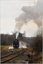 Dampflok 52 8154 bei der Plandampfveranstaltung  Dampf trifft Kohle 2  mit dem 2400t Kohlezug von Zeitz Pbf nach Meuselwitz.