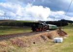 Dampfspektakel Ostern 2010 anlsslich 175 Jahre Deutsche Bahn: Die 52 8134 pendelt mit ihrem Personenzug zwischen Kaisersesch und Gerolstein. Hier aufgenommen in der Nhe von Kaisersesch. (02.04.2010)