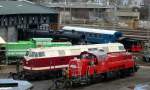 Ein Blick auf das Fest 2. Geraer Eisenbahnfrhling. Voith Gravita 10BB, die MEG 201, 52 8001-1 und Lok 20 Lisa 1 ( 293 024-6 ) der Erfurter Bahn war bei den 2. Geraer Eisenbahnfrhling in Gera zusehen. Foto 13.04.2013