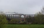 Am 19.04.14 fuhr die 52 8079 von Schwarzenberg nach Mehltheuer. Hier zusehen bei der Rückfahrt nach Schwarzenberg auf der Göltzschtalbrücke.