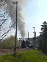 Sonderzug zum Dampfloktreffen: Dresden - Meißen – Nossen – Döbeln – Nossen – Meißen – Dresden hier in Rosswein / Roßwein mit 58 311 der Ulmer Eisenbahnfreunde und 50 3648 Wedler Franz Logistik GmbH & Co. KG 13.04.2019