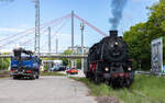 58 311 rollt zum restaurieren ins ehemalige Containergleis im Bahnhof Villingen 16.5.26