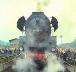 58 3047 auf der Drehscheibe in Nossen, Dampfloktreffen um 1988