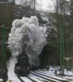 58 311 der UEF kommt mit ihrem Sonderzug von Triberg nach St.Georgen aus dem 92m langen Kl.