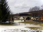 58 311 am 14.03.2009 auf dem Steinbogenviadukt in Lnitz-Dittersdorf.