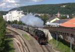 58311 verläßt mit einem Sonderzug am 31.5.2014 im Rahmen des Dampfspektakels den Bahnhof Bad Dürkheim mit Ziel Neustadt Weinstraße.