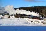 Mit einem Sonderzug von Titisee nach Seebrugg hat 58 311 am 30.12.2013 gerade Altglashütten-Falkau verlassen