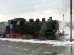 Verein Historisches Emmental - DB Dampflok 64 518 beim Wasser fassen unterwegs auf der Linie zwischen Burgdorf und Solothurn 30.01.2010