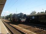 Ankunft des Dampfsonderzuges aus Chemnitz (in Pirna) wo die Lok BR 65 1049 umgesetzt wird,am 26.09.09