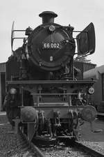 Die 1955 gebaute Dampflokomotive 66 002 Mitte September 2018 im Eisenbahnmuseum Bochum.