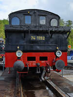 Die Personenzug-Tenderlokomotive 74 1192 wurde 1915 bei der Aktiengesellschaft f�r Lokomotivbau Hohenzollern in D�sseldorf gebaut und war nach der Auslieferung als  Berlin 8470  bei der K�niglich