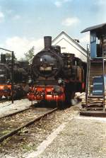 BR 74 in Erfurt-West am Lokschuppen bei der Bekohlungsanlage. Alles das gibt es heute nicht mehr. Aufnahme um 1985 auf ORWO-Farbfilm