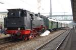 Br 75 1118 stand am 19.09.2009 mit ihrem Sonderzug von Gppingen nach Plochingen abfahrbereit im Bahnhof Gppingen.