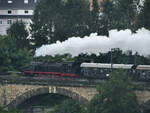 Die Dampflokomotive 78 468 war Ende August 2021 mit einem Sonderzug auf dem Viadukt in Witten-Bommern zu sehen.