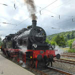 Die Dampflokomotive 078 468-6 ist hier auf dem Gelände des Bahnbetriebswerkes Altenbeken zu sehen.