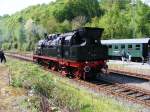 Eine Dampflok der DR-Baureihe 78 im Eisenbahnmuseum Bochum-Dalhausen am 19. April 2009.