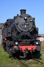 Die Dampflokomotive 82 008 war Anfang September 2021 im Außenbereich des Eisenbahnmuseums in Koblenz ausgestellt.