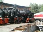 94 2105 und 86 049 stehen auf dem Drescheibenfeld in Schwarzenberg am 26.Juli 2009.