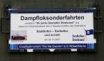 Zuglaufschild der Dampfloksonderfahrt.