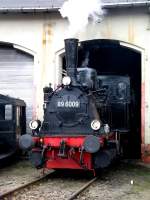 Die ber 100-jhrige 89 6009 im Nossener Lokschuppen, 07.04.07