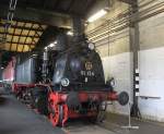 Traditions-Dampflok 91 134 stand am 28.03.2015 zum besichtigen im Technik-Museum Schwerin Hbf.