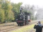 91 134 am 17.10.2010 bei ihrer Sonderfahrt nach Zarrentin im Bahnhof Wittenburg hier beim umsetzen an Bahnsteig 2.