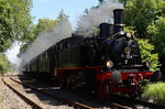 16.07.2016; 12:55 Uhr ..... An diesem Wochenende führte die Preßnitztalbahn mbH Sonderfahrten, anläßlich des Fischerfest Gaffelrigg, zwischen dem Bahnhof Greifswald und dem Hafen Ladebow durch. Einige historische Wagen wurden von 91 134 und 112 703-4 Sandwich zwischen die Haken genommen. Hier zieht die 91 134 der Schweriner Eisenbahnfreunde die Sonderfahrt Richtung Greifswald. Die 91 134 vertritt die in Reparatur befindliche 86 1333-3 (soweit ich weiß schon seit Mai).