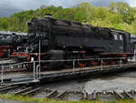 Die G�terzugtenderlokomotive 95 0028-1 wurde 1923 bei HANOMAG in Hannover gebaut und wird hier Mitte April 2026 auf der Drehscheibe des Bochumer Eisenbahnmuseums pr�sentiert.