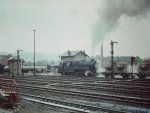 Br 95 mit Zementzug bei der Ausfahrt aus dem Bahnhof Saalfeld im September
1978 mit Zementzug
