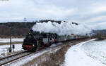 97 501 und 58 311 mit dem DRC 19987 (Reutlingen - Gammertingen) bei Obernau 4.1.26