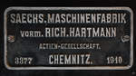 Schild an der Dampflokomotive 98 001 (Sächsische Industriemuseum Chemnitz, August 2018)