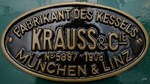 Fabrikschild auf der Bayerischen PtL 2/2. (Eisenbahnmuseum Koblenz, August 2018)