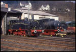 Eisenbahn Museum BW Dieringhausen am 4.3.1995: Tenderlok Nummer 21 neben einer Dampfspeicherlok