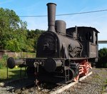 BORSIG 2-achsige Dampflok/Tenderlok  20  als Denkmalslok am 26.8.2015 in  HECKHOLZHAUSEN (Kreis LIMBURG/WEILBURG).War für die KERKERBACHBAHN angeschafft worden,kam aber dort nicht zum Einsatz.Ich