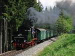 Lok 20 der Mannsfelder Bergbahn mit dem Traditionszug nach Cranzahl in Niederschlag am 31.05.2008