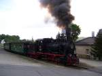 Lok 20 der Mansfelder Bergwerksbahn am 01.06.08 bei der Ausfahrt in Hammerunterwiesentahl.