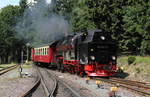 99 7241 erreicht mit dem P8932 (Brocken - Wernigerode) den Bahnhof von Schierke.