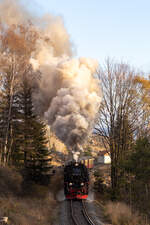 99 7241-5 Ausfahrt Bahnhof Schierke gen Brocken am 5.11.22