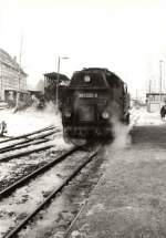 Lok der Harzquerbahn rangiert in Hasselfelde, hier noch die Deutsche Reichsbahn um 1986