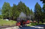 99 7241 erreicht mit einem Personenzug aus Wernigerode am 01.07.15 Schierke.