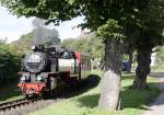 Am 15.09.2013 war die Neubaulok 99 2324-4 auf dem Wege nach Bad Doberan.Die Aufnahme entstand kurz nach der Abfahrt aus Khlungsborn West.