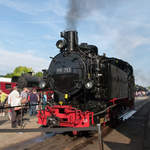 07.September 2013, Lok 99 715 der Pressnitztalbahn stand dem Publikum für kurze Hin-und-Her-Fahrten zur Verfügung.